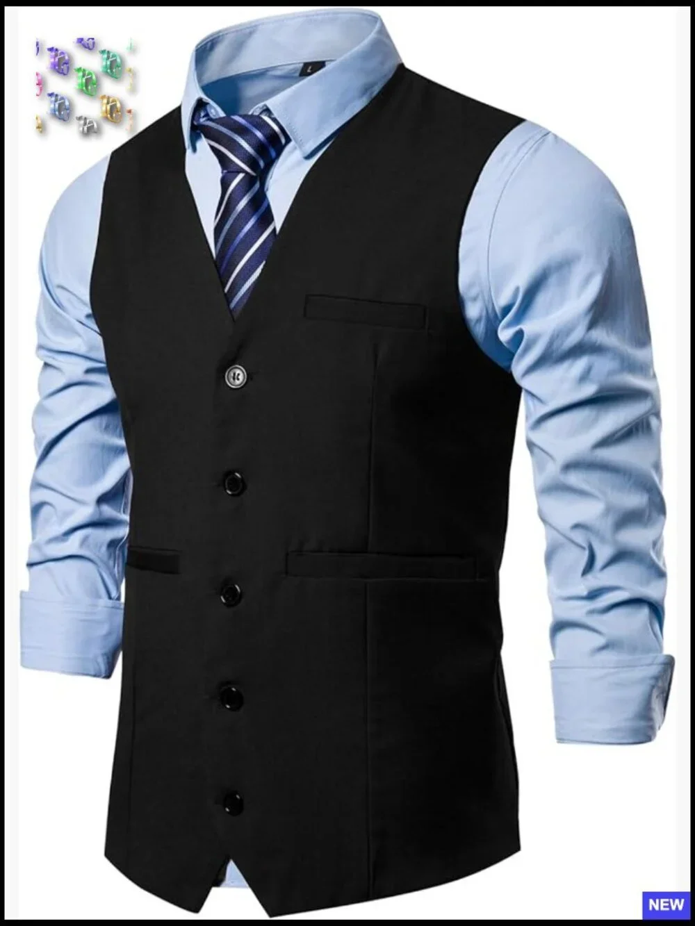 Classic Formal Vest Regular Fit Five Button Waistcoat for Suit Tuxedo